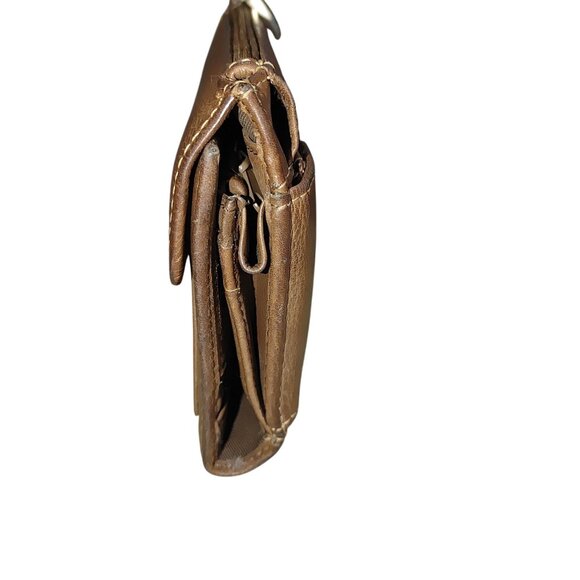 Fossil Brown Leather Wallet Clutch Multiple Slots Snap Zip Closures Organizer - Picture 2 of 9